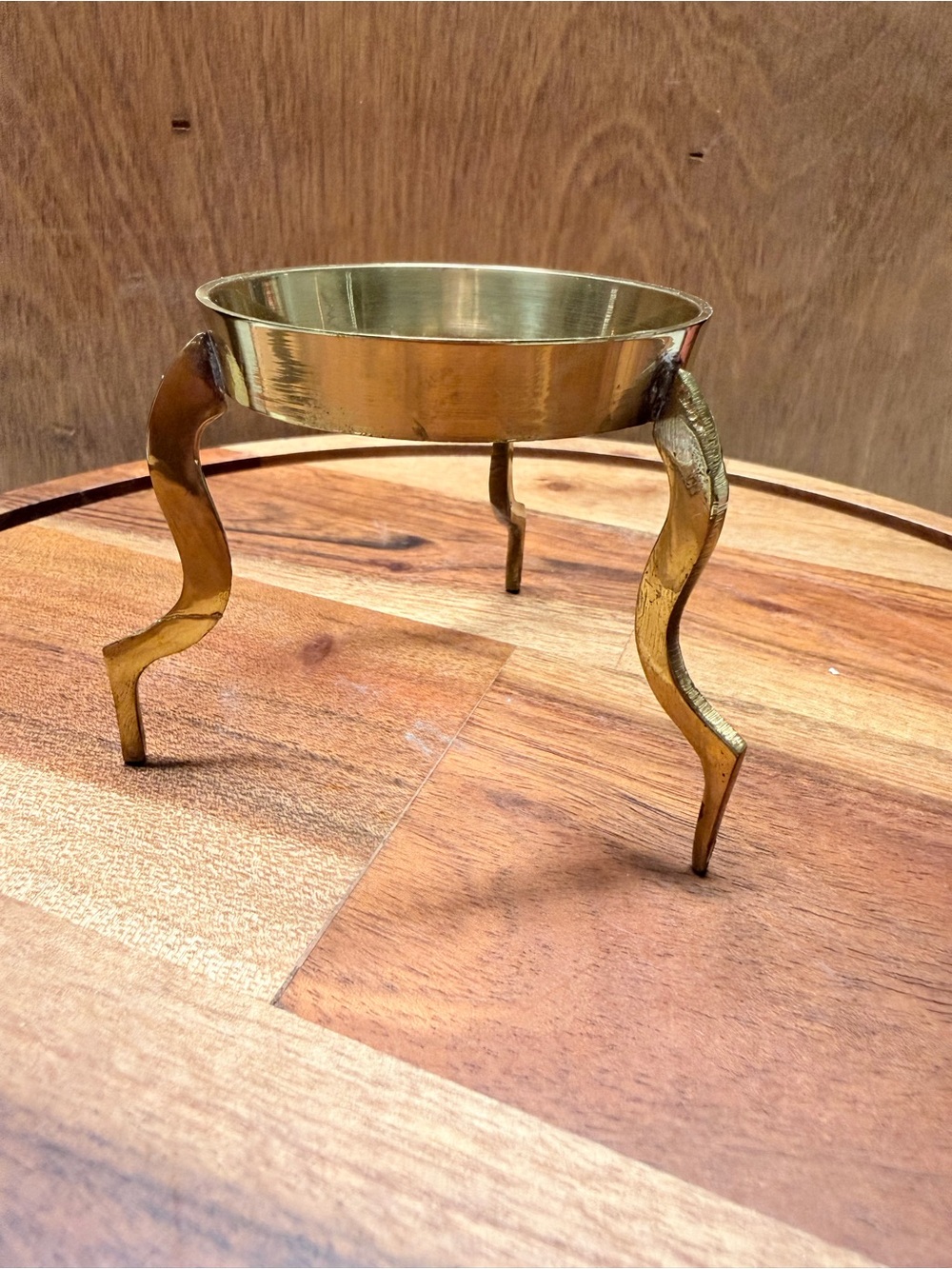 Brass Three-Leg Candle/Tealight Holder - Gold